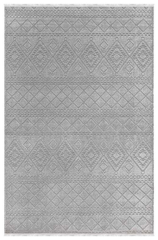 Cool 405 Geometrik Desenli İskandinav Tarz Yumuşak Dokulu Gri Renkli Kaymaz Tabanlı Kilim