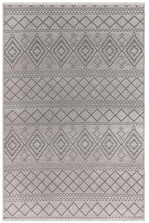 Cool 405 Geometrik Desenli İskandinav Tarz Yumuşak Dokulu Vizon Renkli Kaymaz Tabanlı Kilim