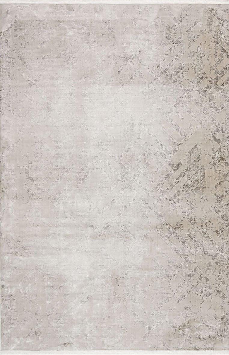 Cotton 1076 %100 Pamuksu Tuşeli Polyester İplikten Geometrik Desenli Bej Renk Geçişli Modern Yolluk Halı