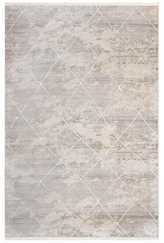 Zen 1060 Baklava Deseni Çizgili Bej Renk Beton Duvar Gibi Görünen Dokuma Halı