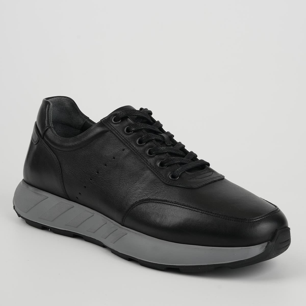 Fosco Hakiki Deri Sneaker Erkek Ayakkabı Siyah 3218 686
