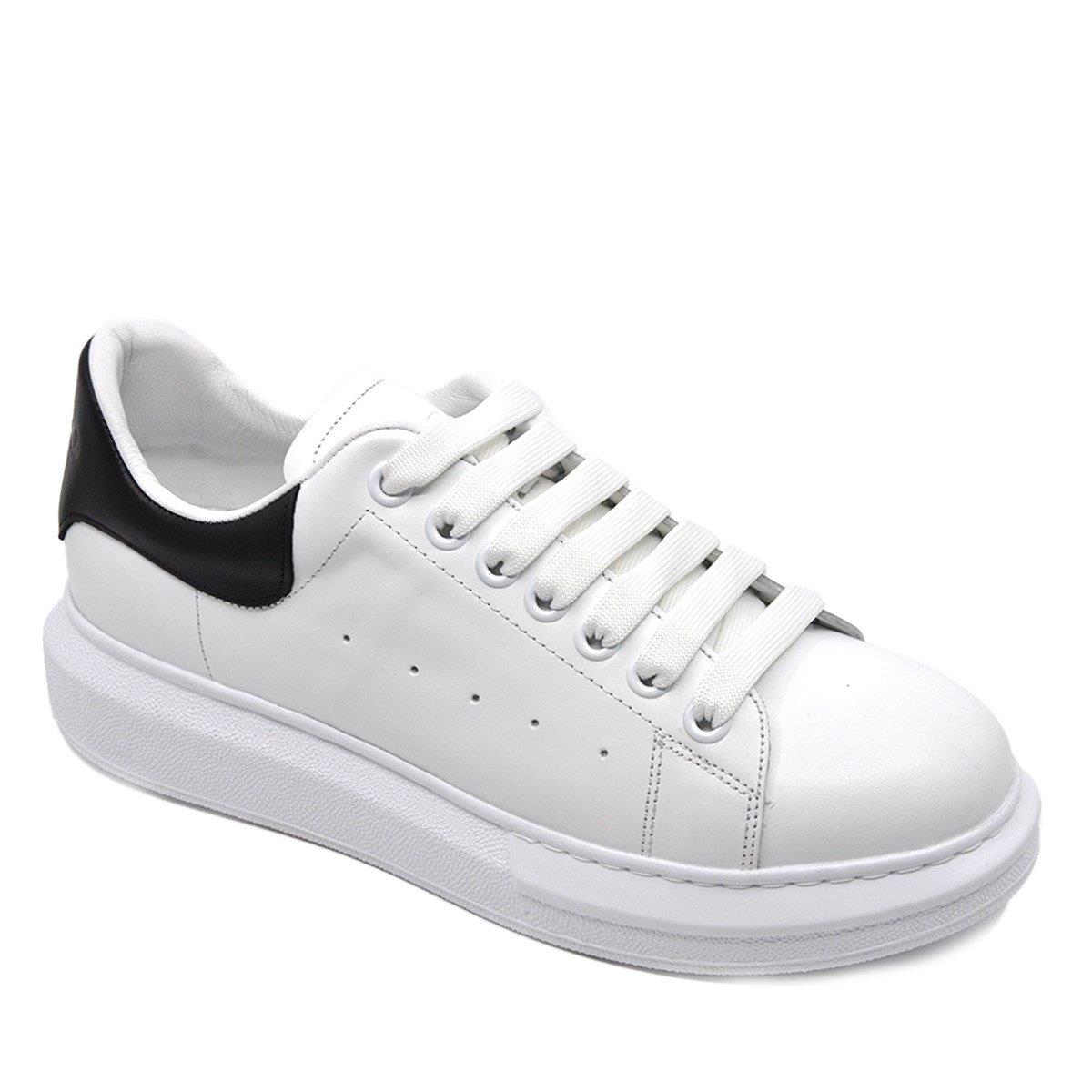 Fosco Hakiki Deri Erkek Sneaker Ayakkabı Beyaz Siyah 9838