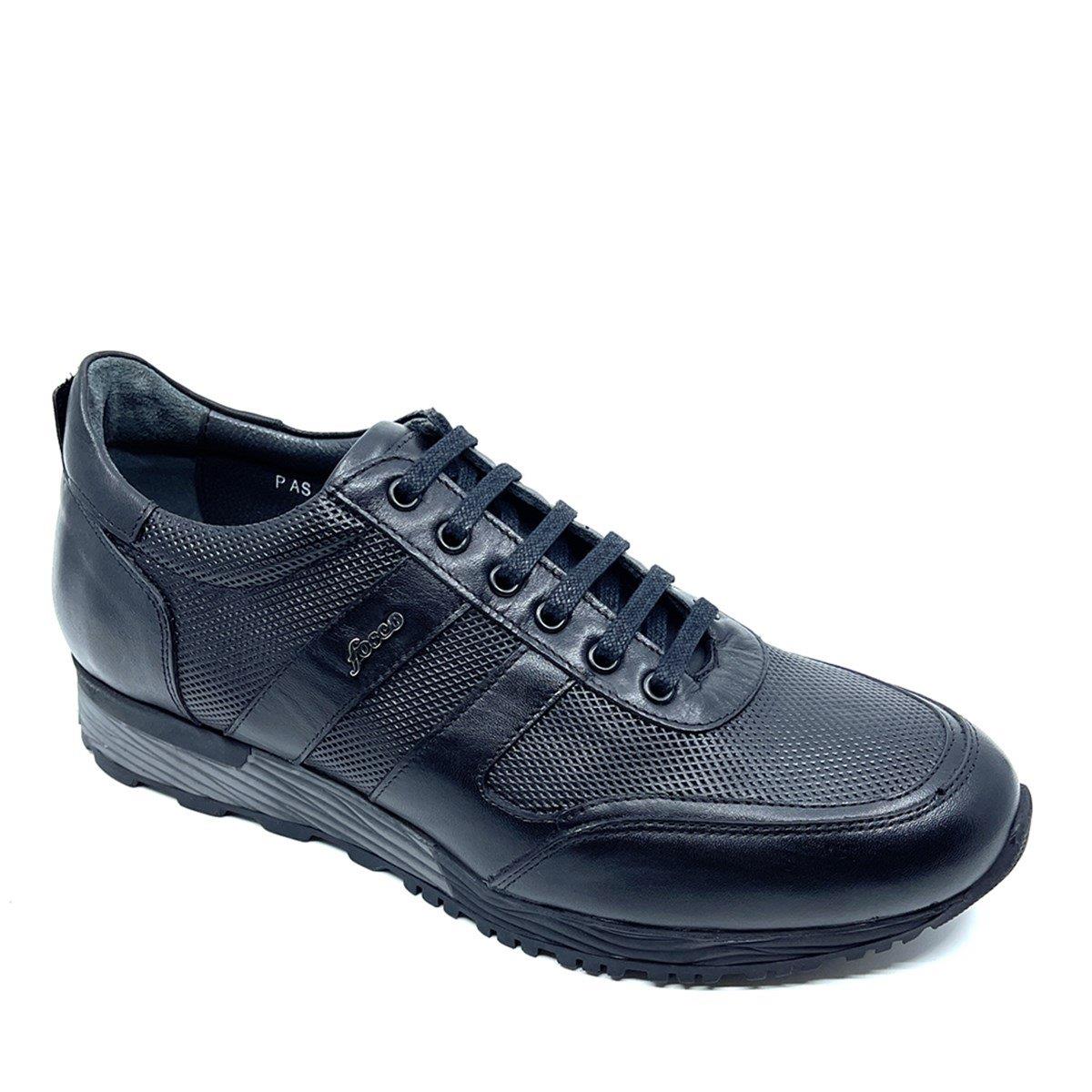 Fosco Hakiki Deri Siyah Kışlık Sneaker Erkek Ayakkabı 2513 46