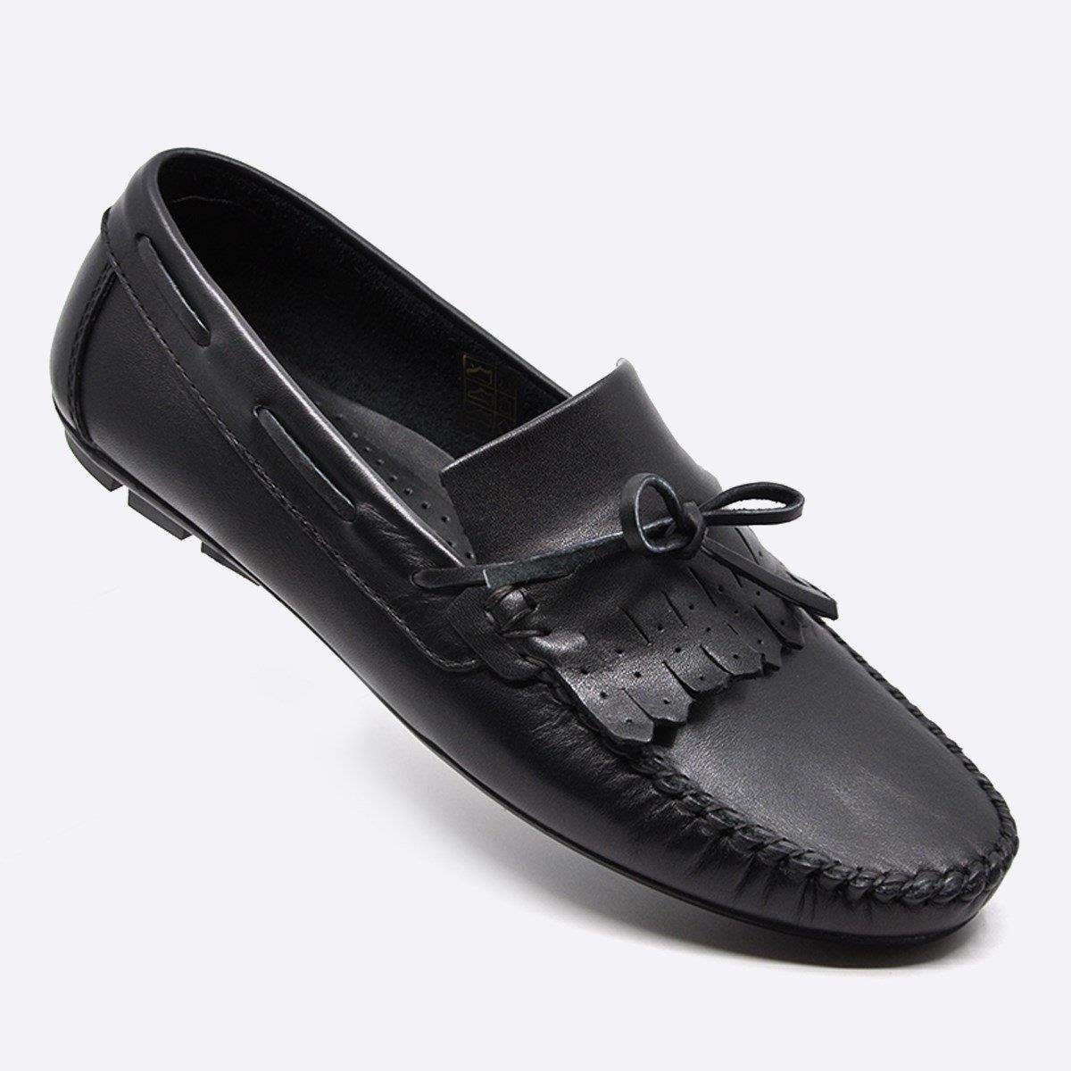 Fosco Hakiki Deri Siyah Loafer Günlük Erkek Ayakkabı 9860 100