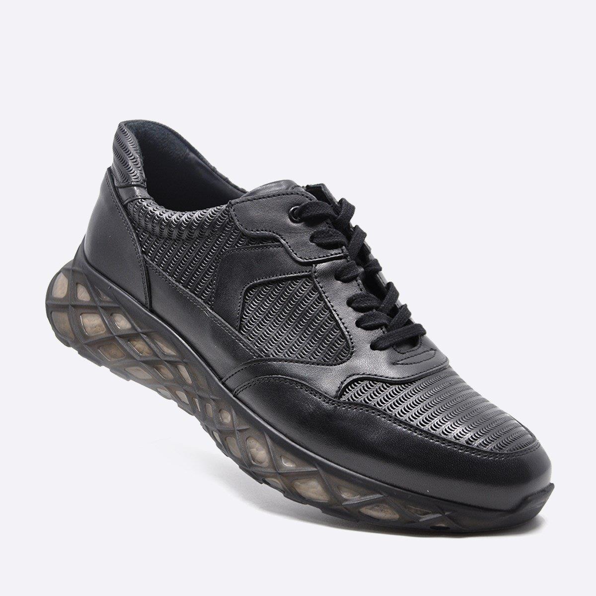 Fosco Hakiki Deri Siyah Sneaker Erkek Ayakkabı 9828 100