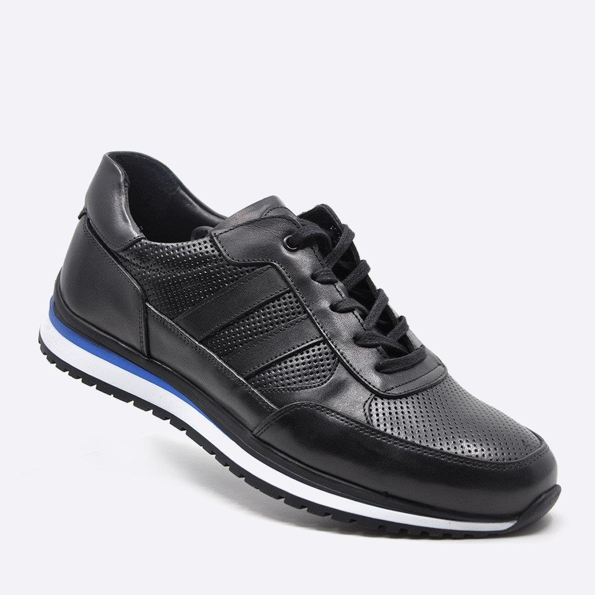 Fosco Hakiki Deri Siyah Sneaker Erkek Ayakkabı 9832 100