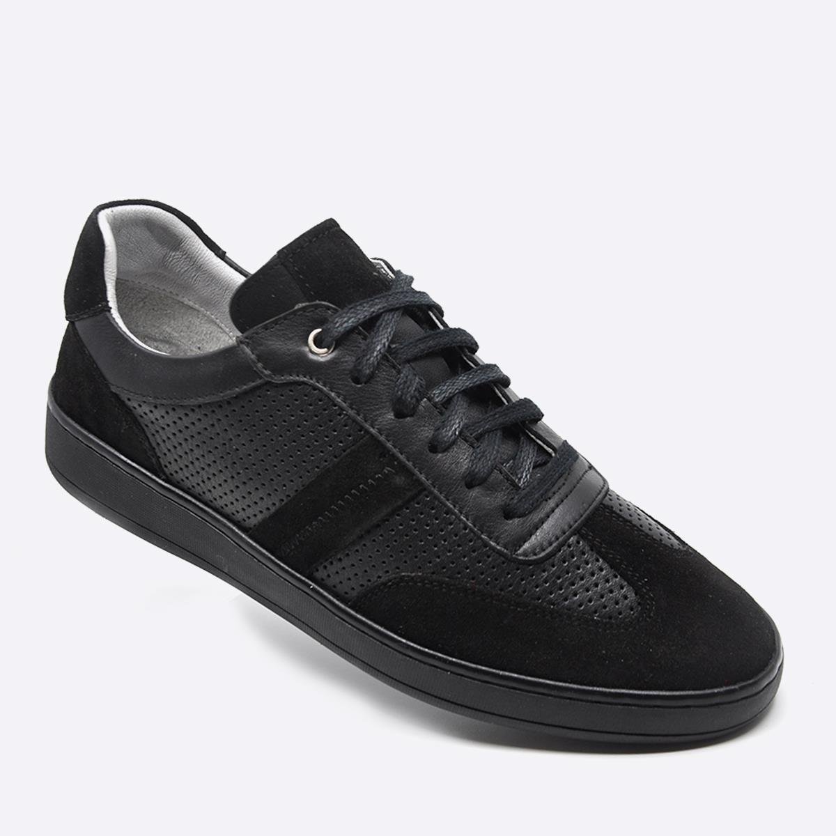 Fosco Hakiki Deri Sneaker Erkek Ayakkabı Siyah 9870