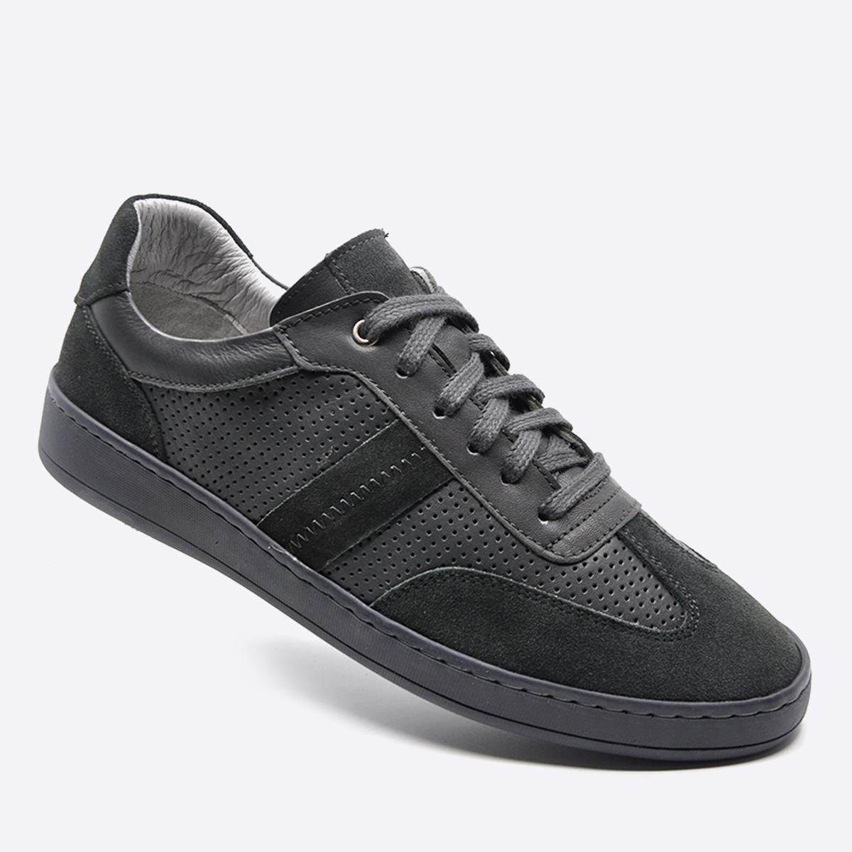 Fosco Hakiki Deri Sneaker Erkek Ayakkabı Gri 9870