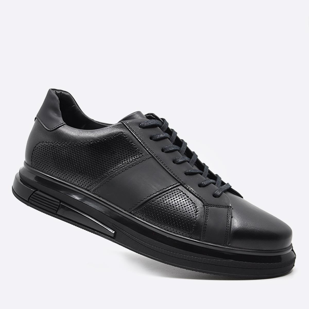 Fosco Hakiki Deri Sneaker Erkek Ayakkabı Siyah 9961