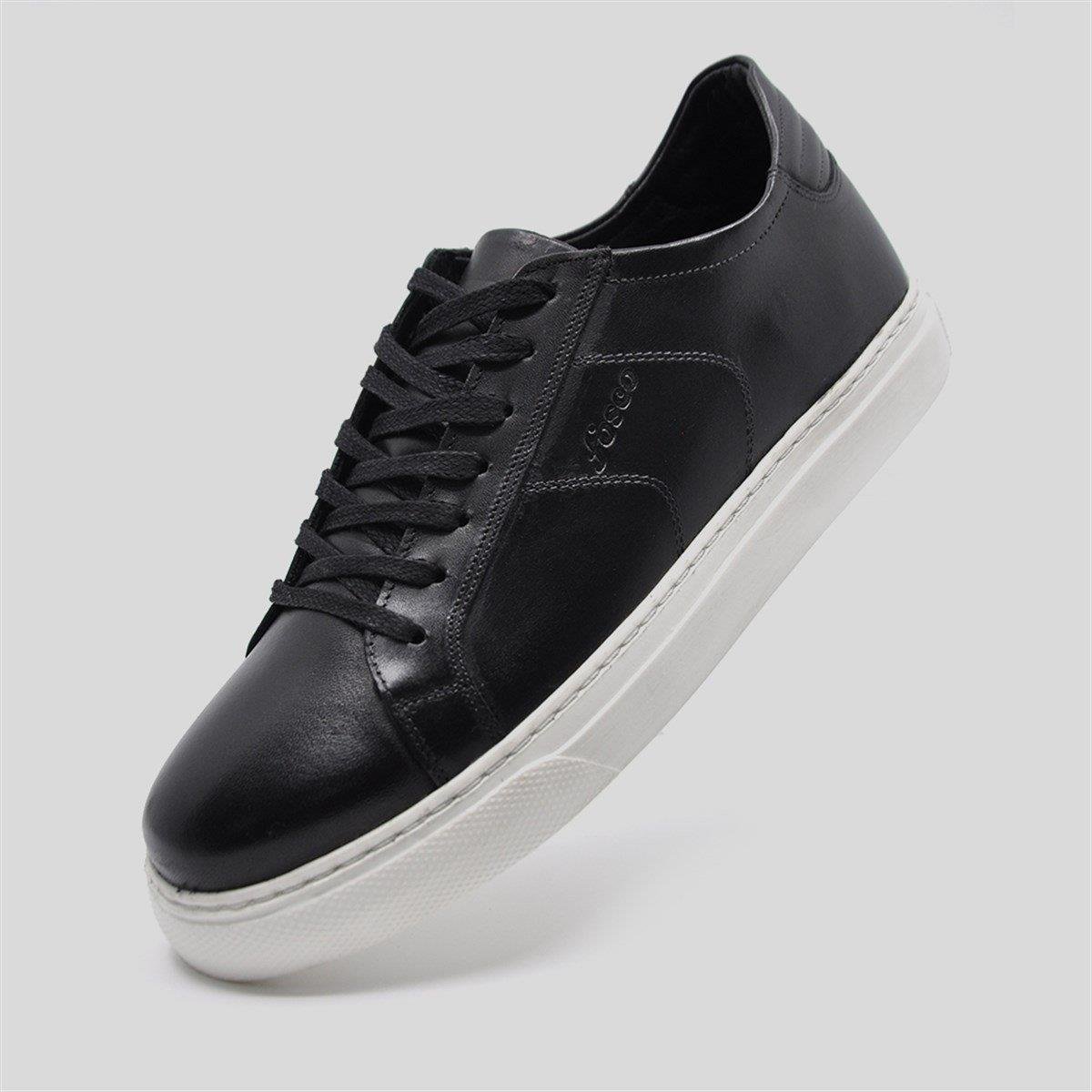 Fosco Hakiki Deri Sneaker Spor Erkek Ayakkabı Siyah 9757