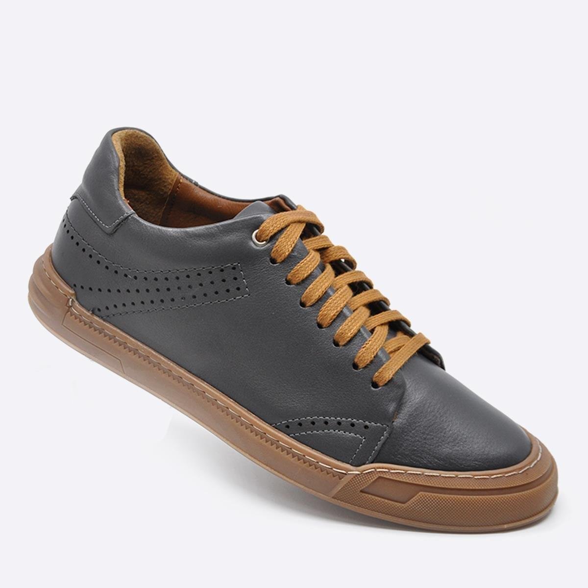 Fosco Hakiki Deri Sneakers Erkek Ayakkabı Gri 9867