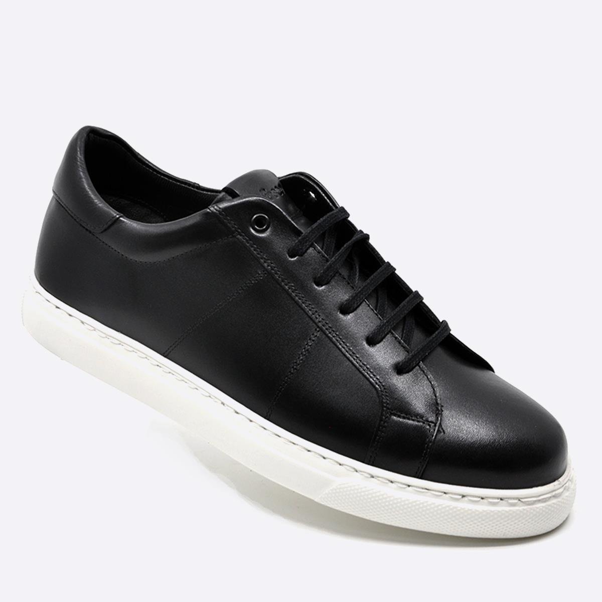 Fosco Hakiki Deri Spor Sneaker Erkek Ayakkabı Siyah 9809