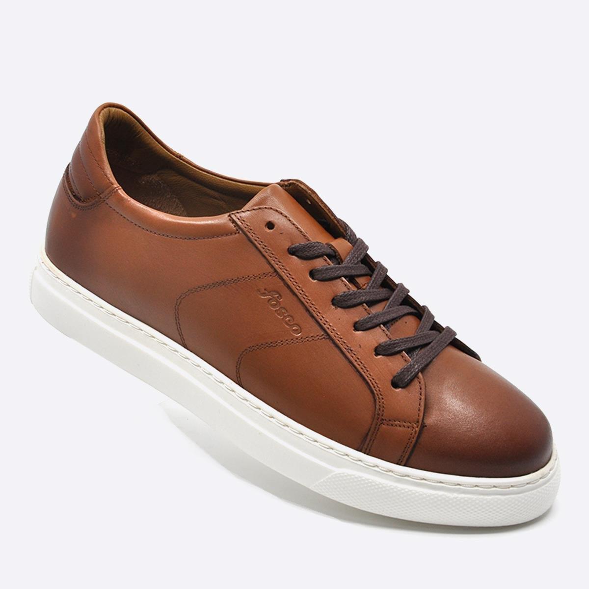 Fosco Hakiki Deri Spor Sneaker Erkek Ayakkabı Taba 9809