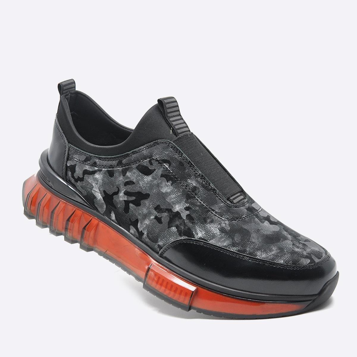 Fosco Rugan Kamuflaj Desenli Sneaker Erkek Ayakkabı Siyah 9830