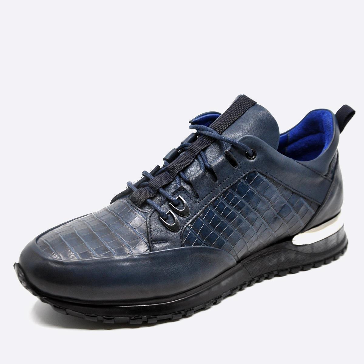 Fosco Sneakers Hakiki Deri Lacivert Erkek Ayakkabı 9918