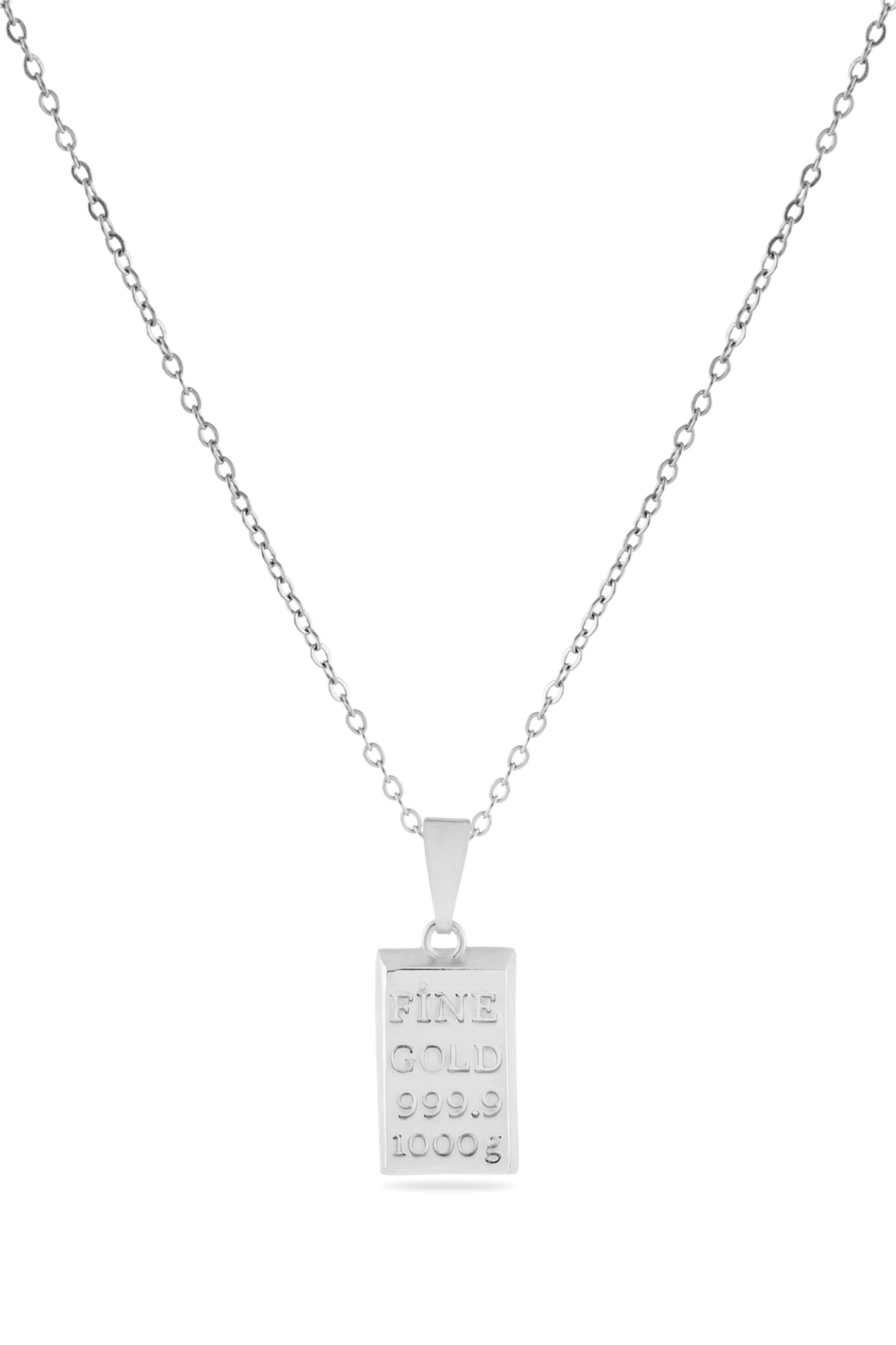  Külçe Çelik Kolye Silver
