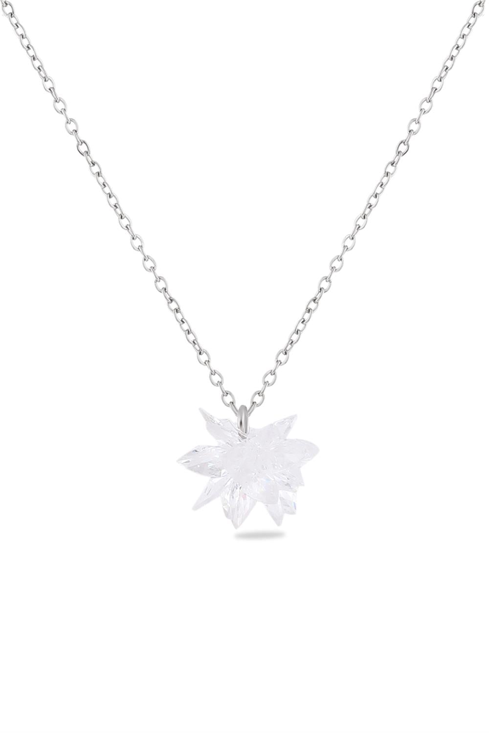 Beyaz Buz Taşı Silver Zirkon Kolye