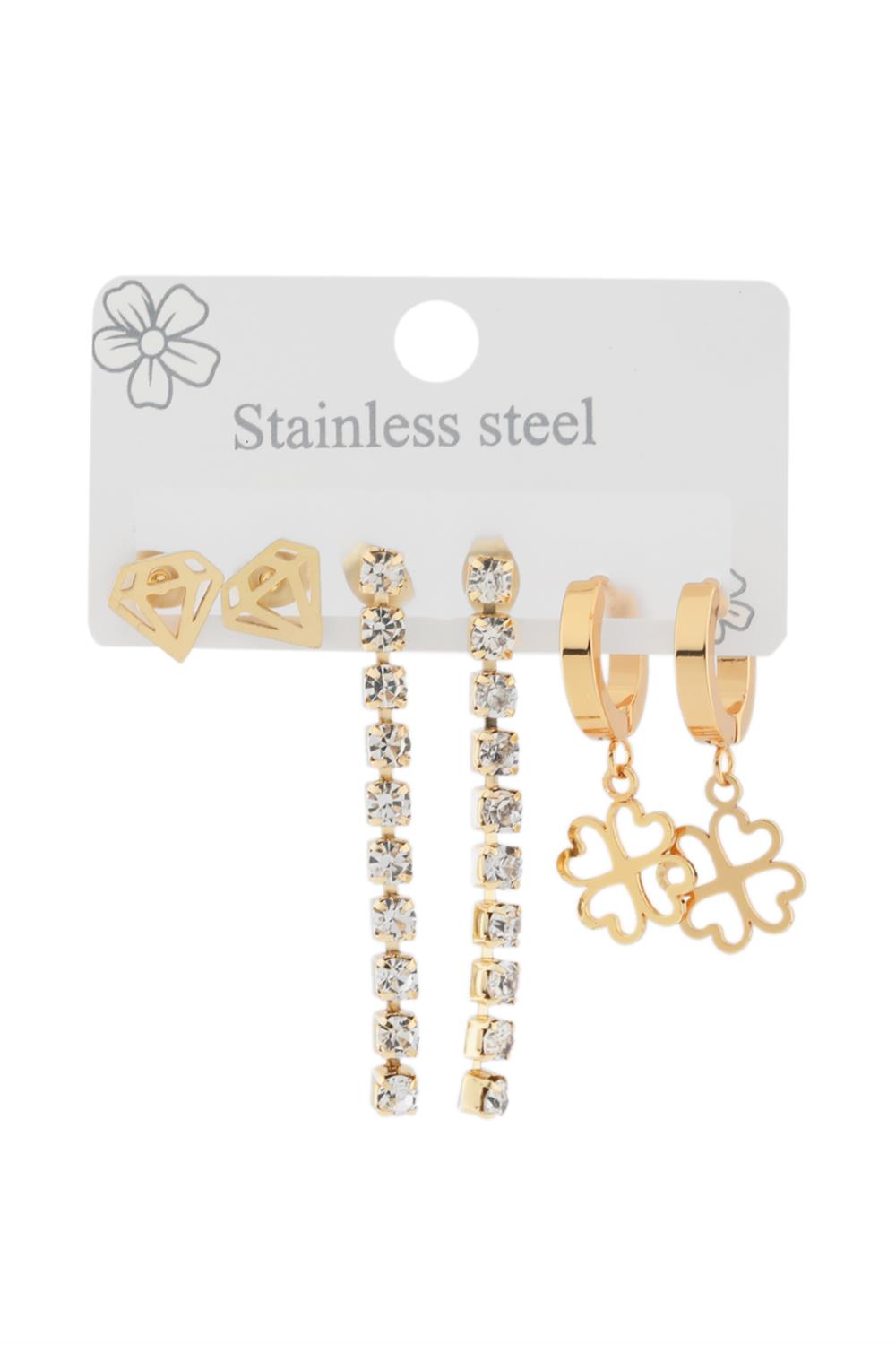 Çelik Altılı Küpe GOLD