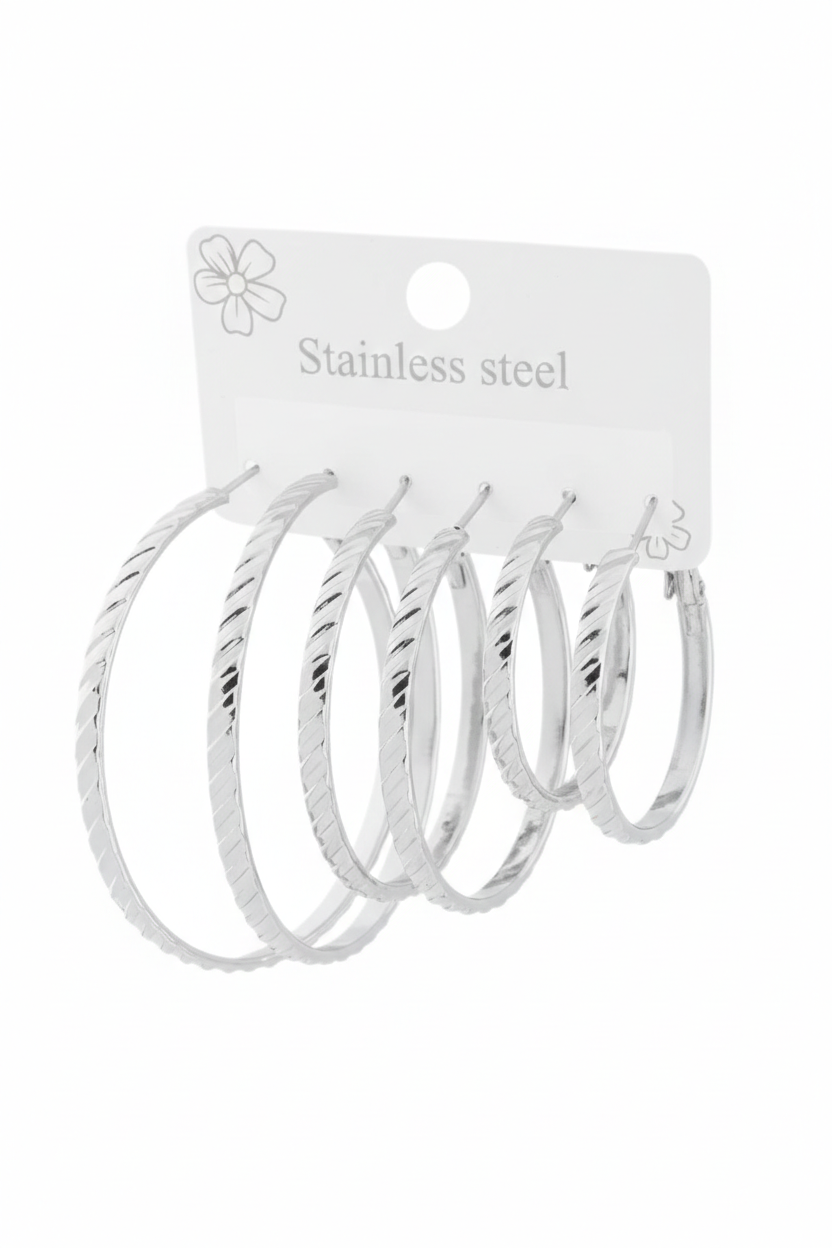 Çelik Altılı Küpe SILVER