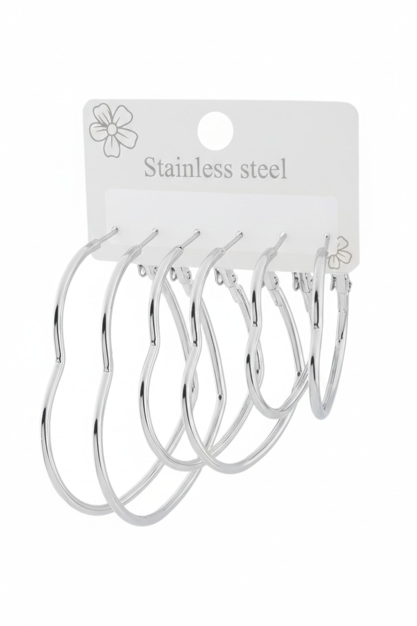 Çelik Altılı Küpe SILVER