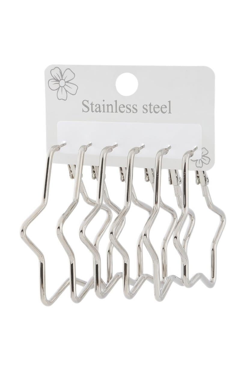 Çelik Altılı Küpe SILVER