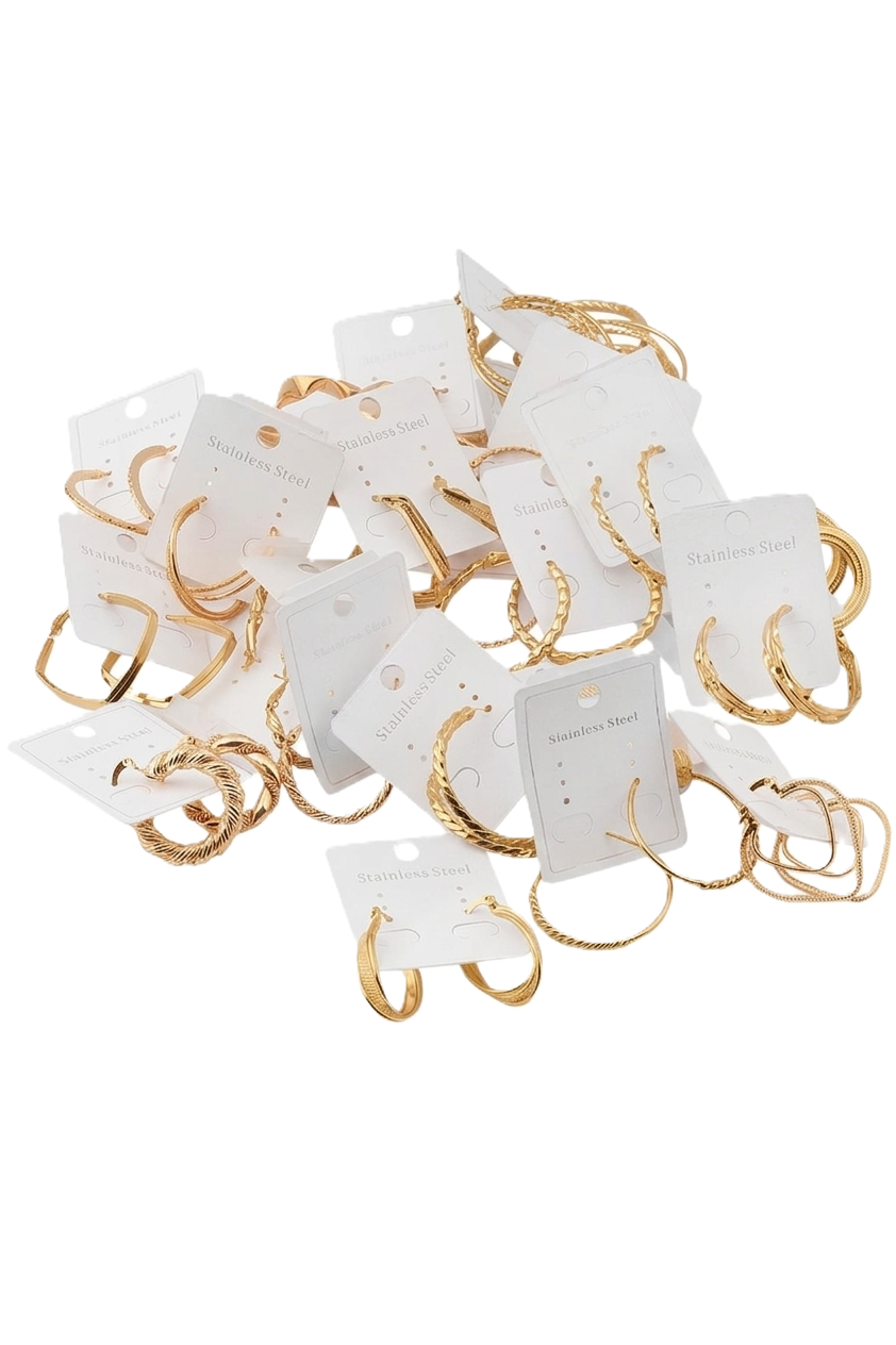 Çelik Halka Küpe Mix GOLD (24 Adet)