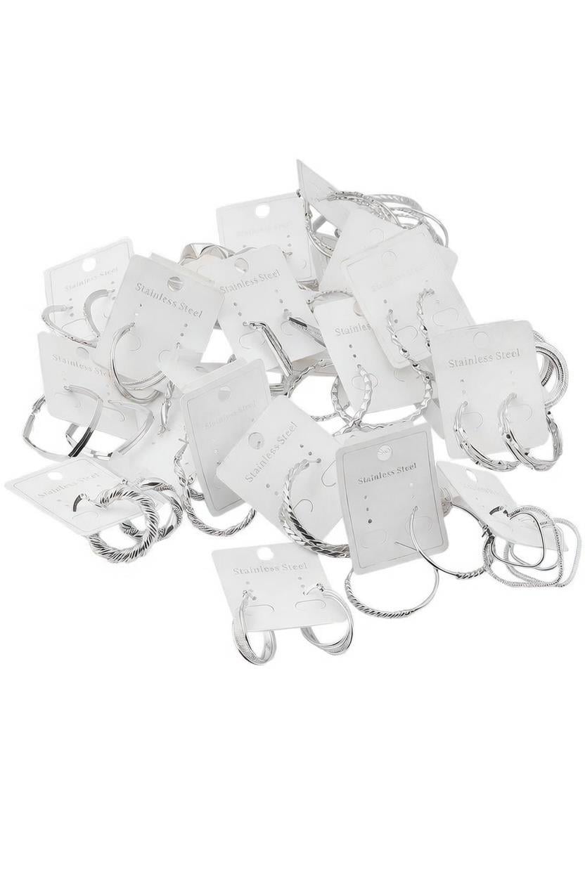 Çelik Halka Küpe Mix SILVER (24 Adet)