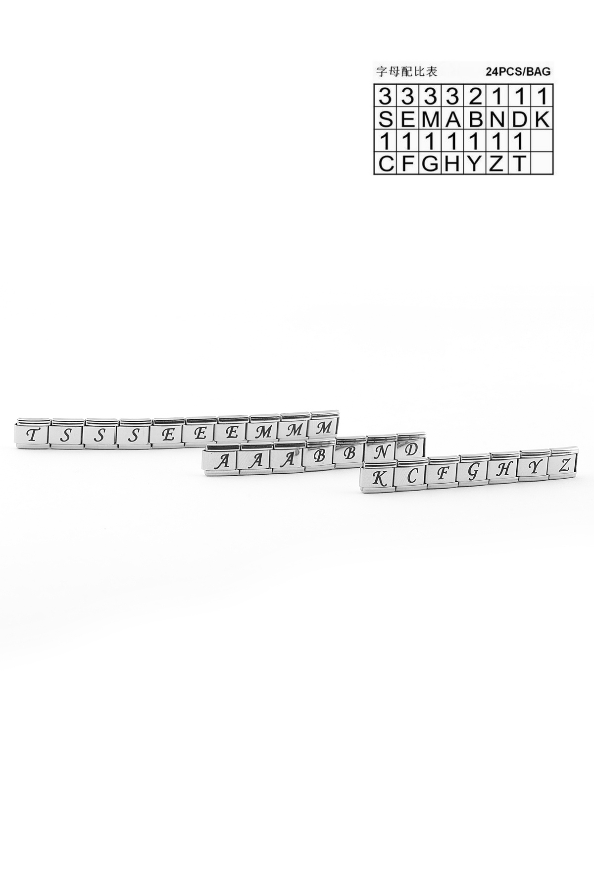 Çelik Harf Charm 24 lü