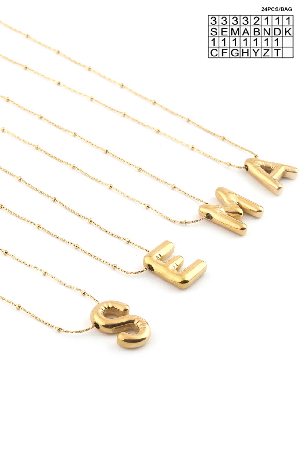 Çelik Harf Kolye Gold (24 Adet)