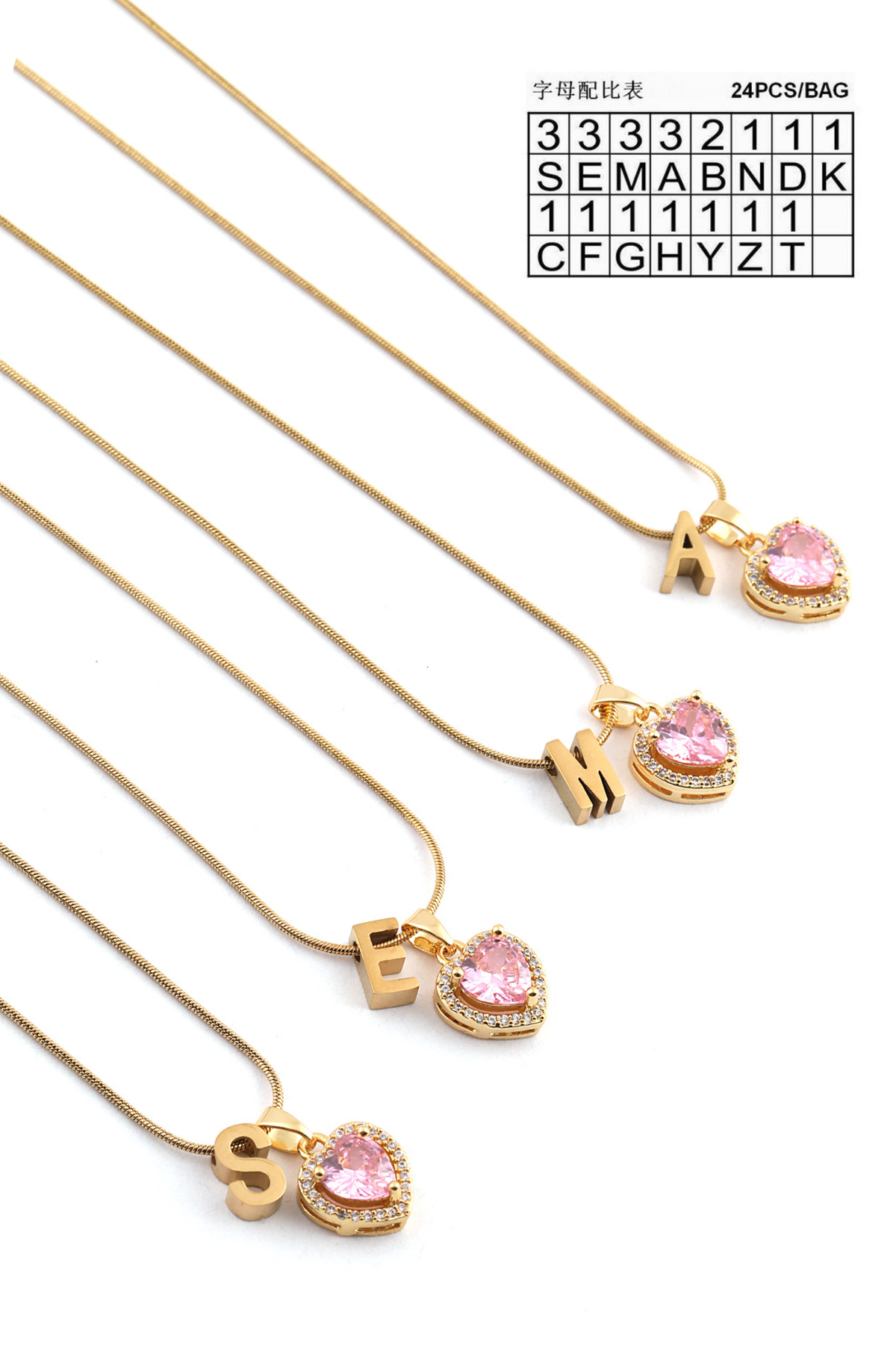 Çelik Harf Kolye Gold (24 Adet)