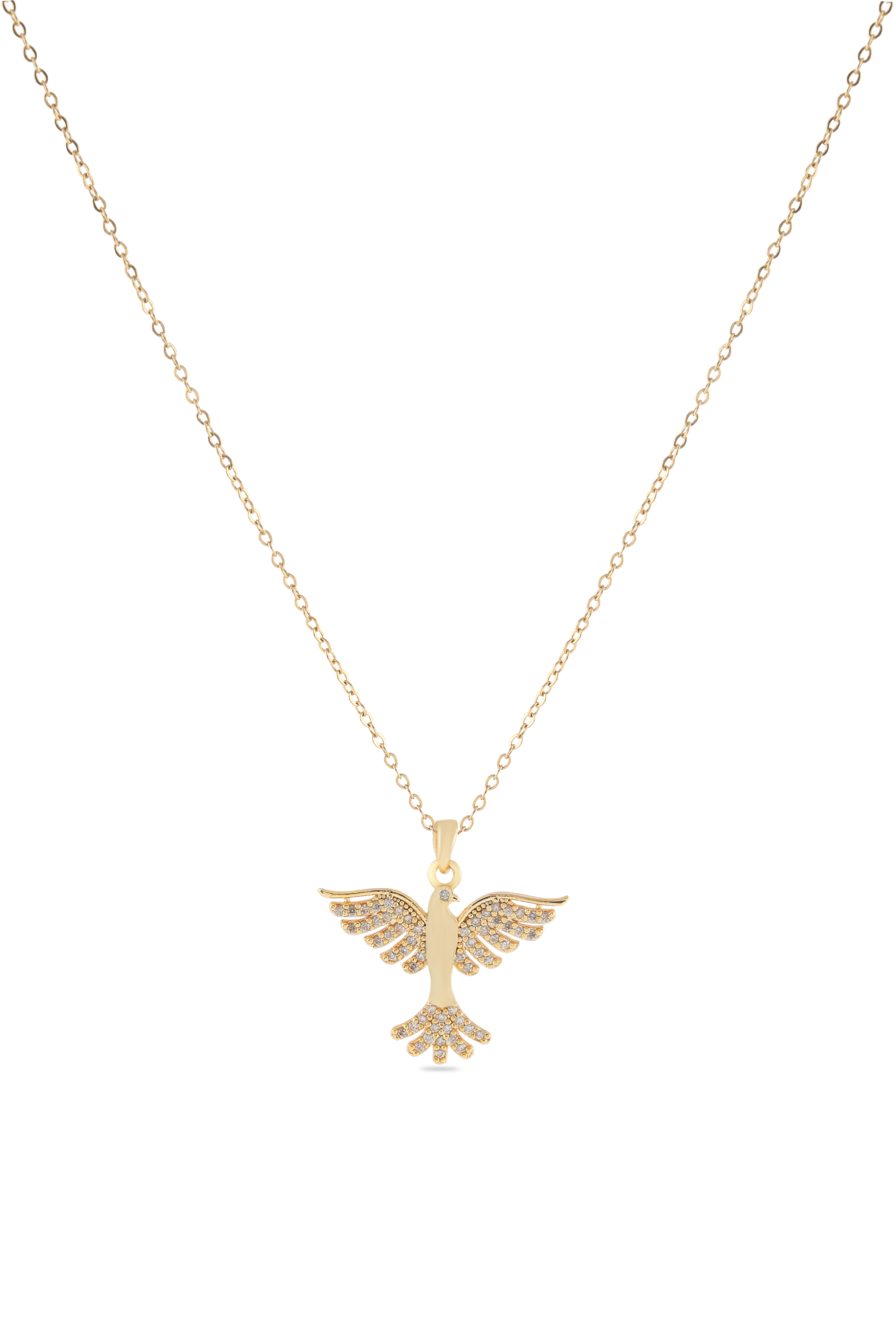 Çelik Anka Kuşu Kolye Gold 45cm