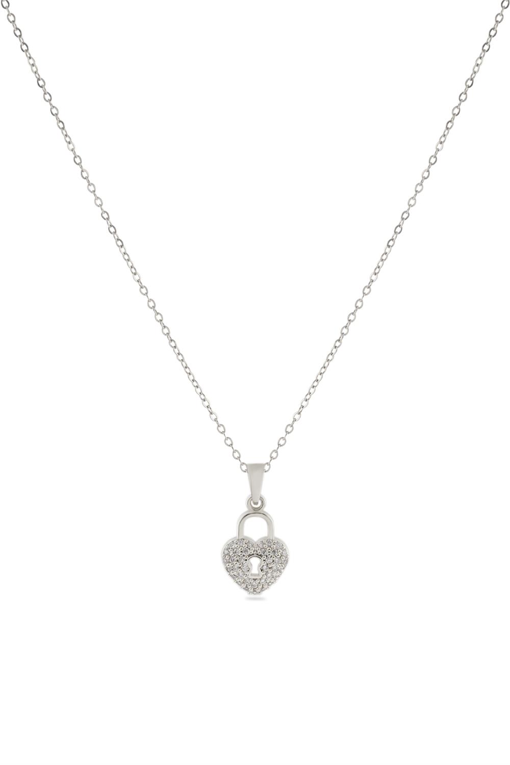 Çelik Kalp Kolye SILVER 45 cm