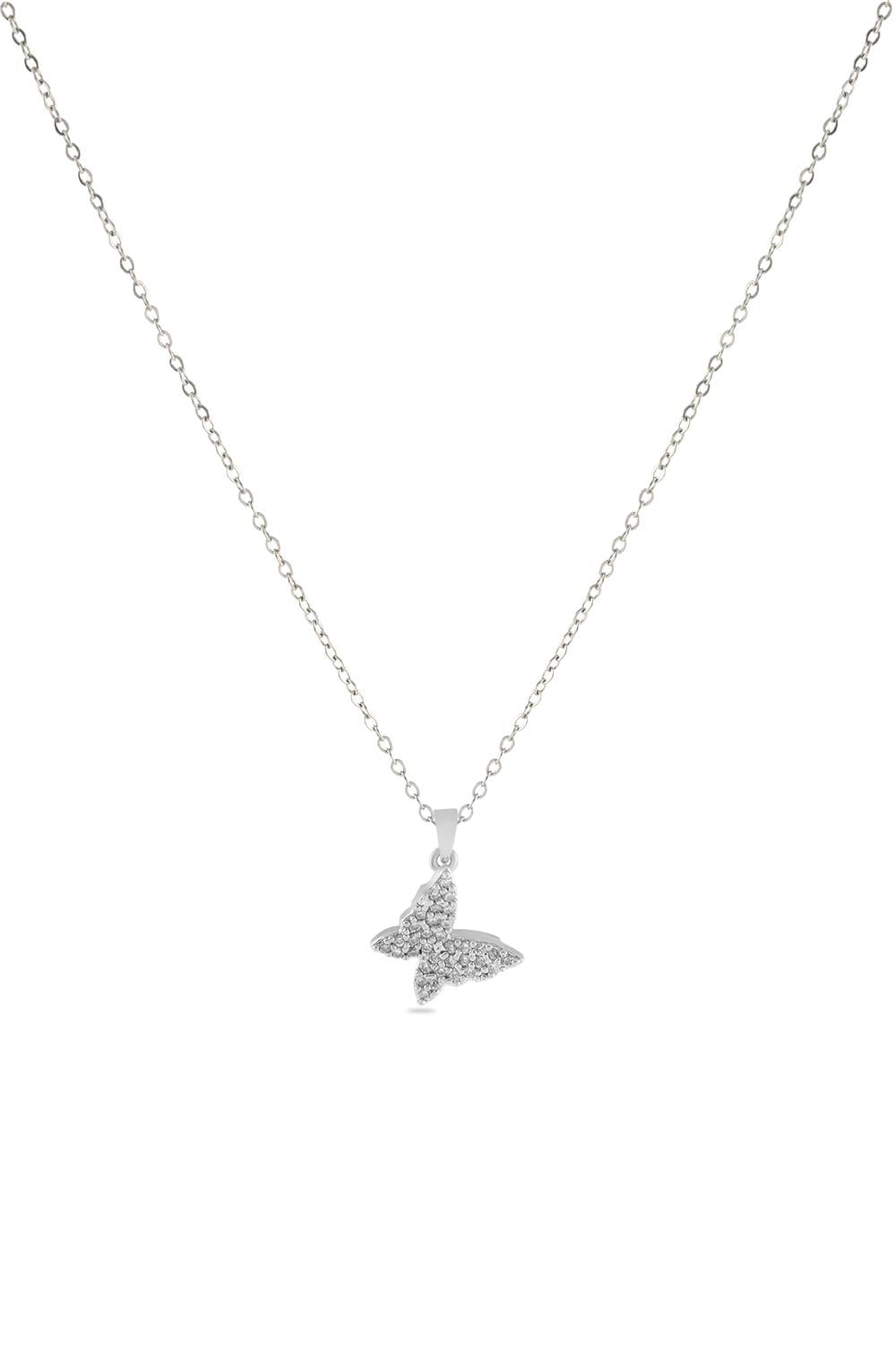 Çelik Kelebek Kolye Silver 45cm