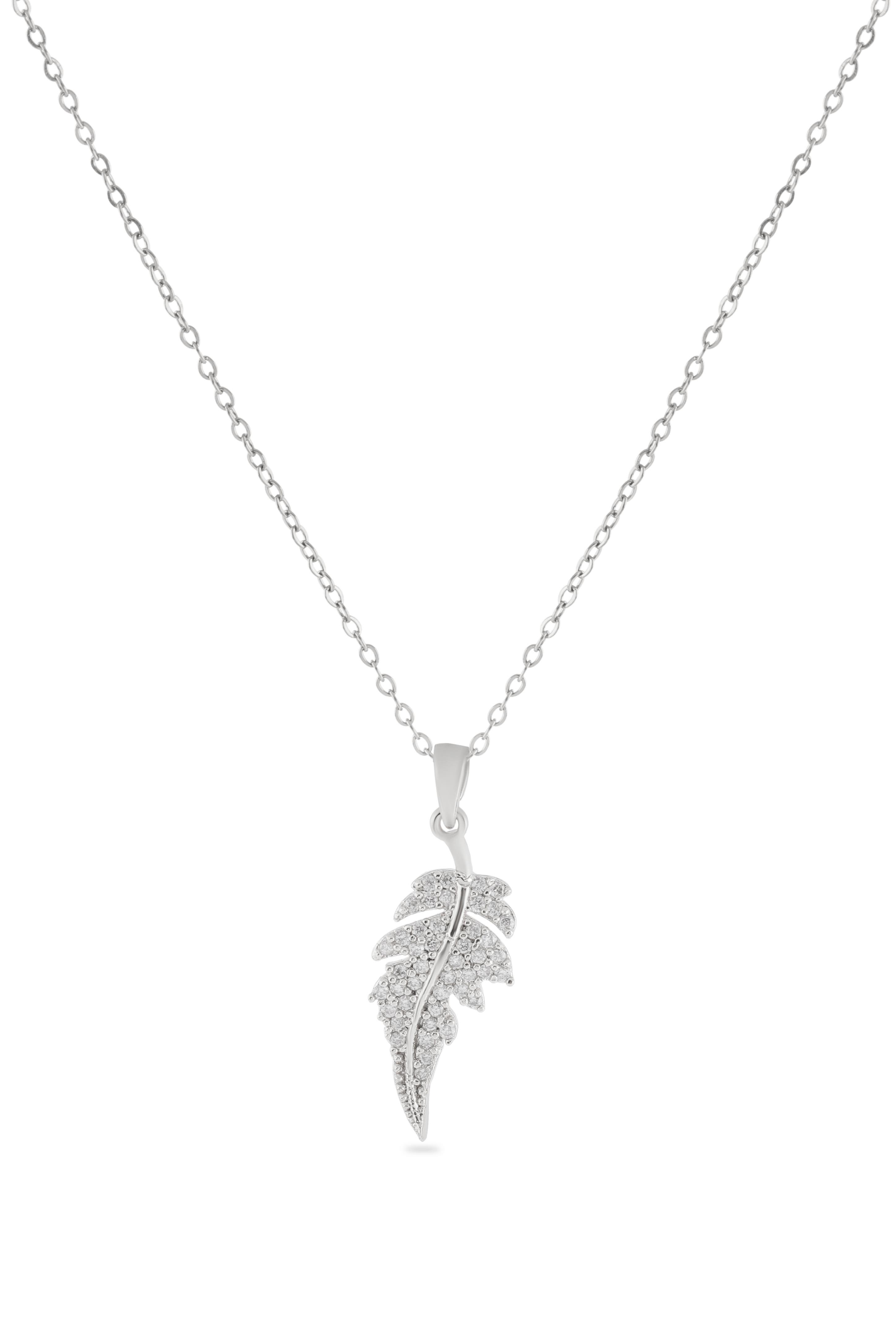 Çelik Yaprak Kolye Silver 45cm