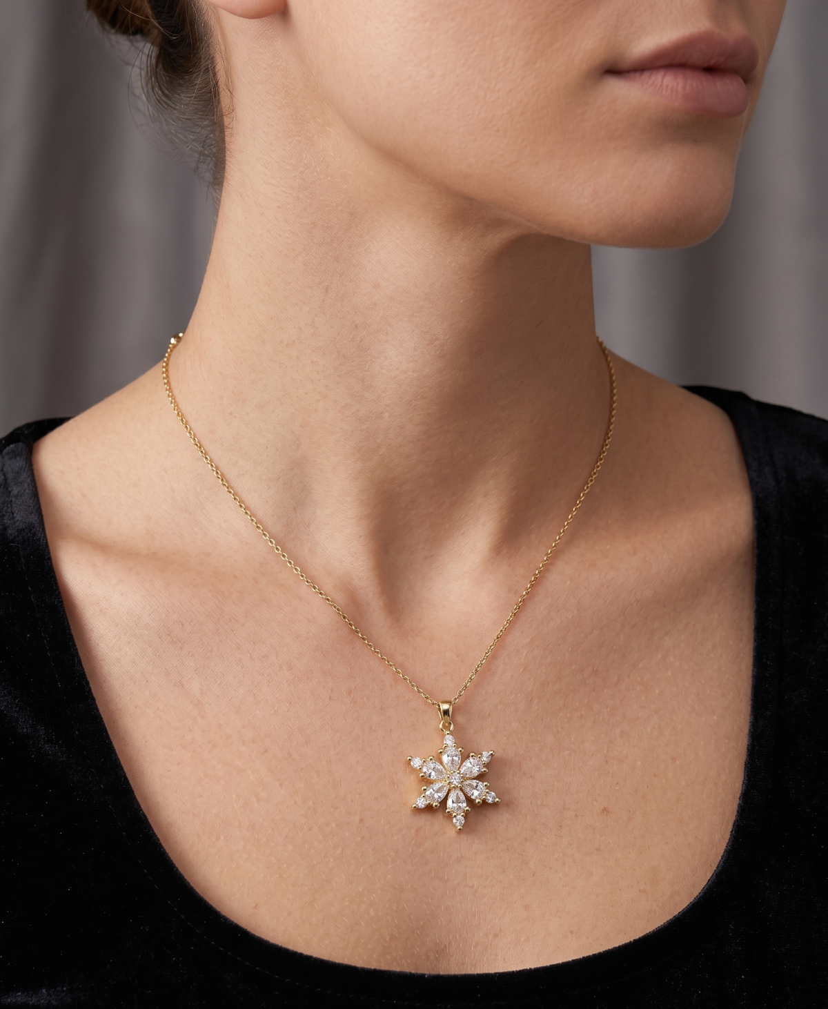 Çelik Lotus Çiçeği Kolye GOLD 45cm