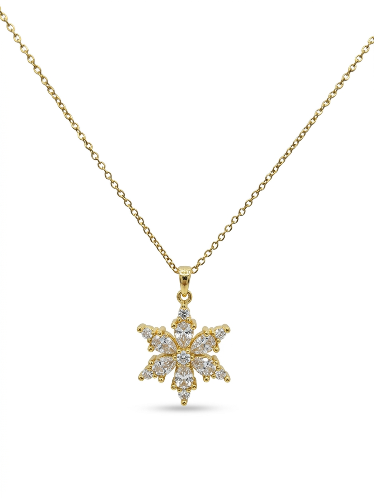 Çelik Lotus Çiçeği Kolye GOLD 45cm