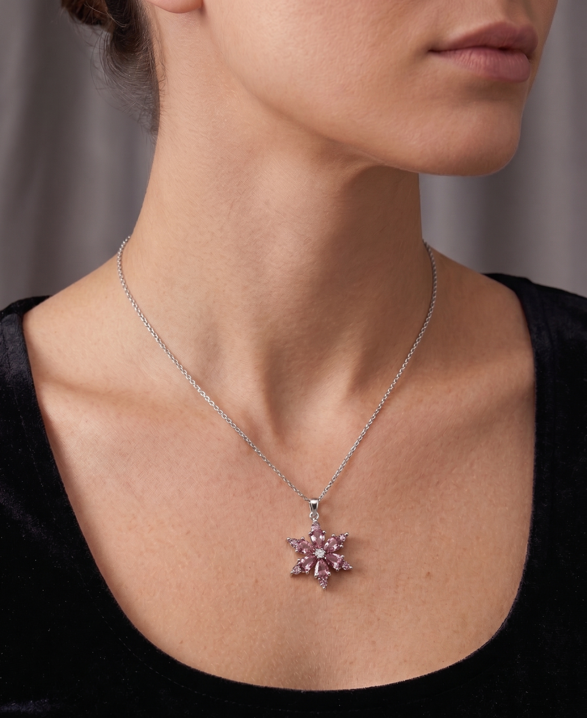 Çelik Lotus Çiçeği Kolye SILVER 45cm