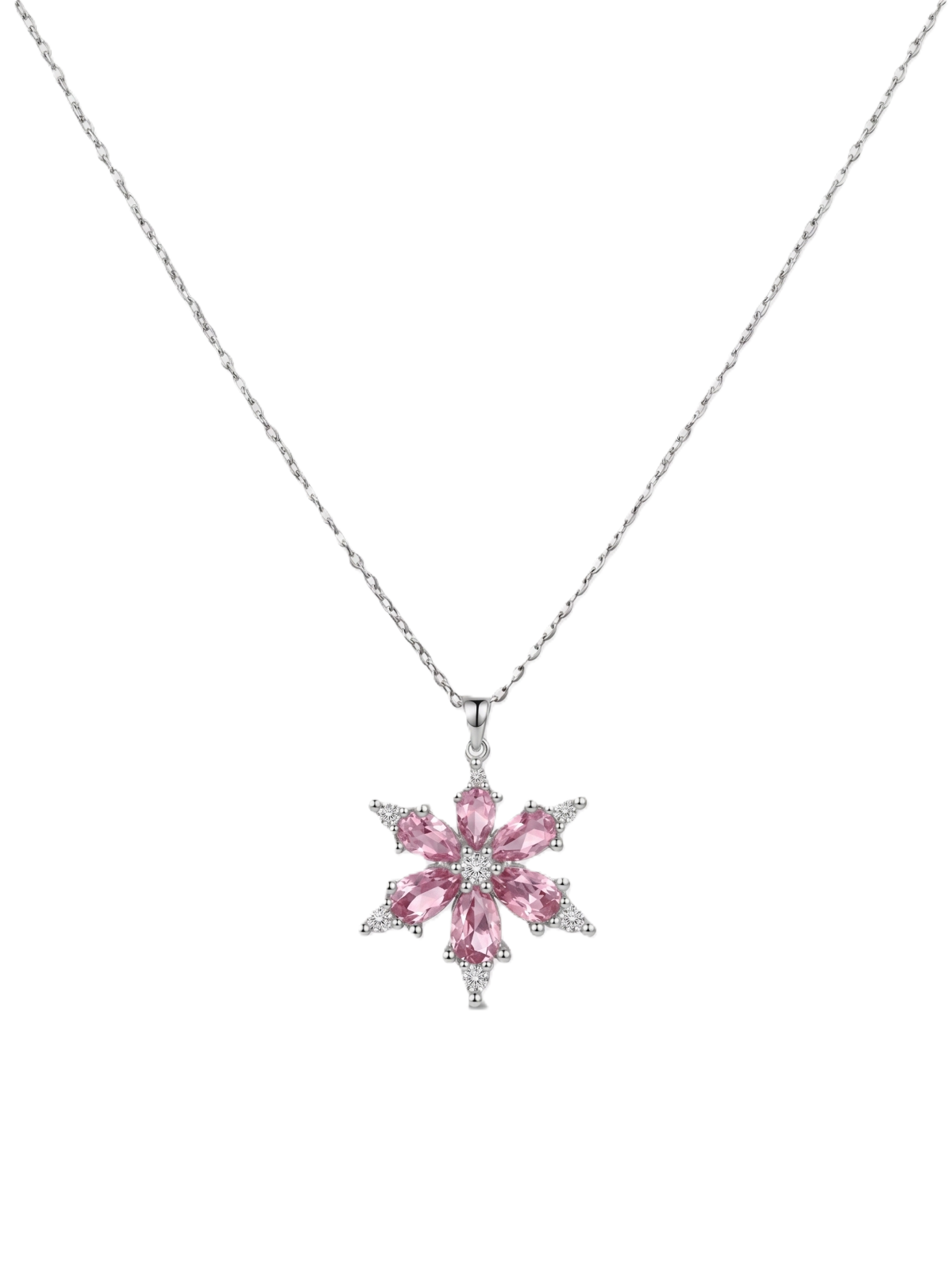 Çelik Lotus Çiçeği Kolye SILVER 45cm