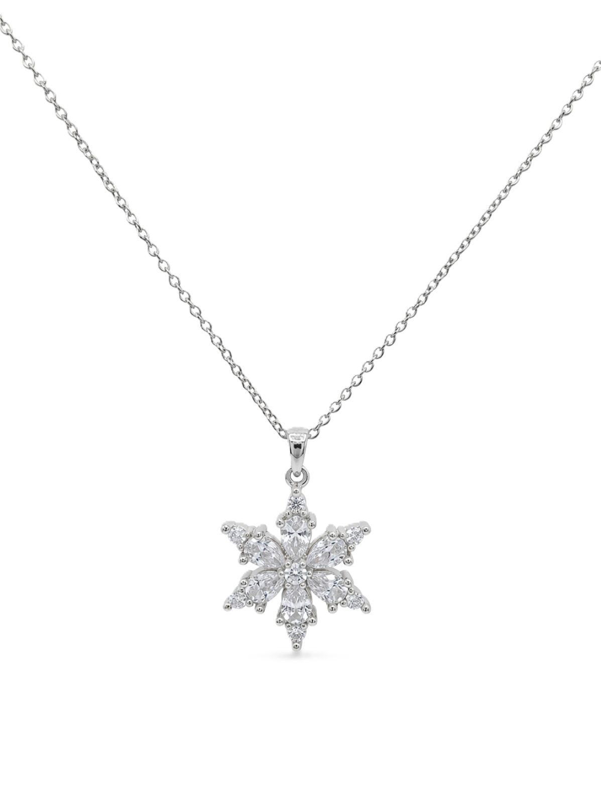 Çelik Lotus Çiçeği Kolye SILVER 45cm