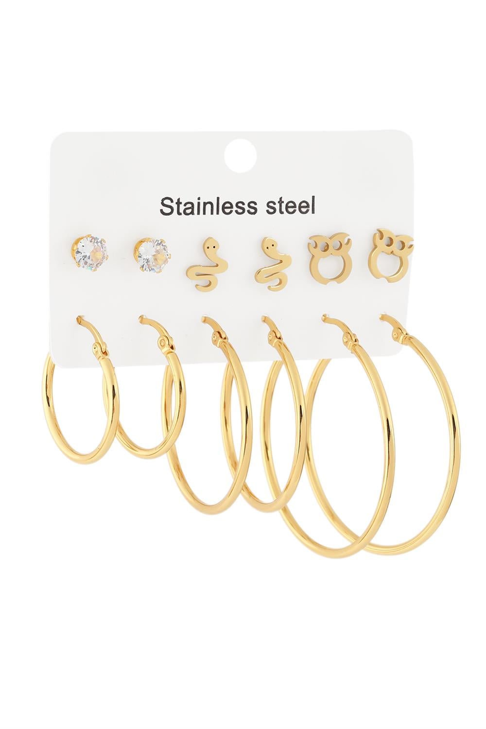 Çelik Set Küpe GOLD