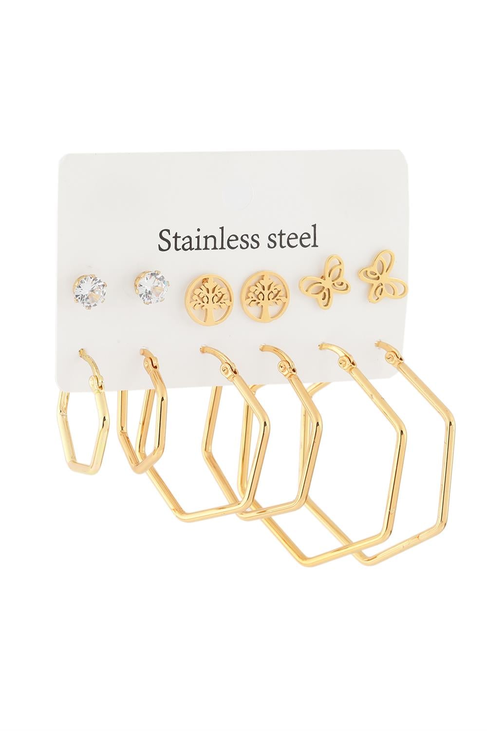 Çelik Set Küpe GOLD