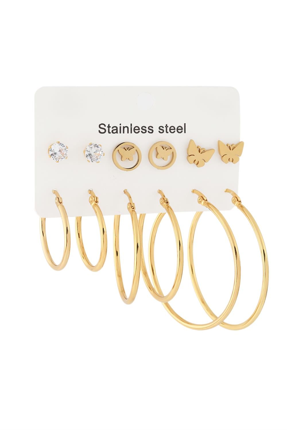 Çelik Set Küpe GOLD