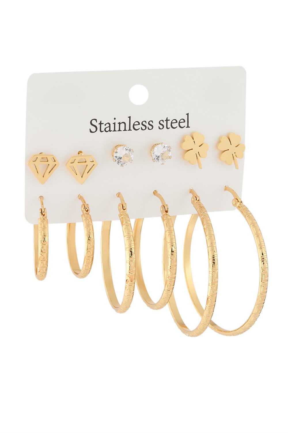 Çelik Set Küpe GOLD