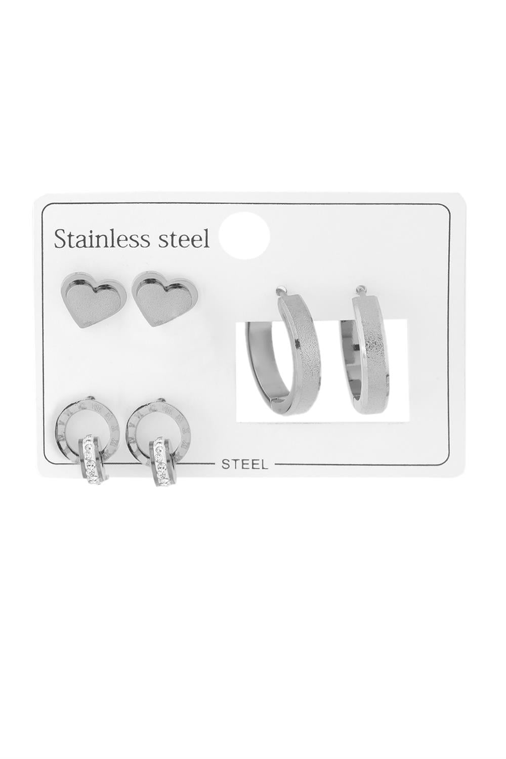 Çelik Set Küpe Silver