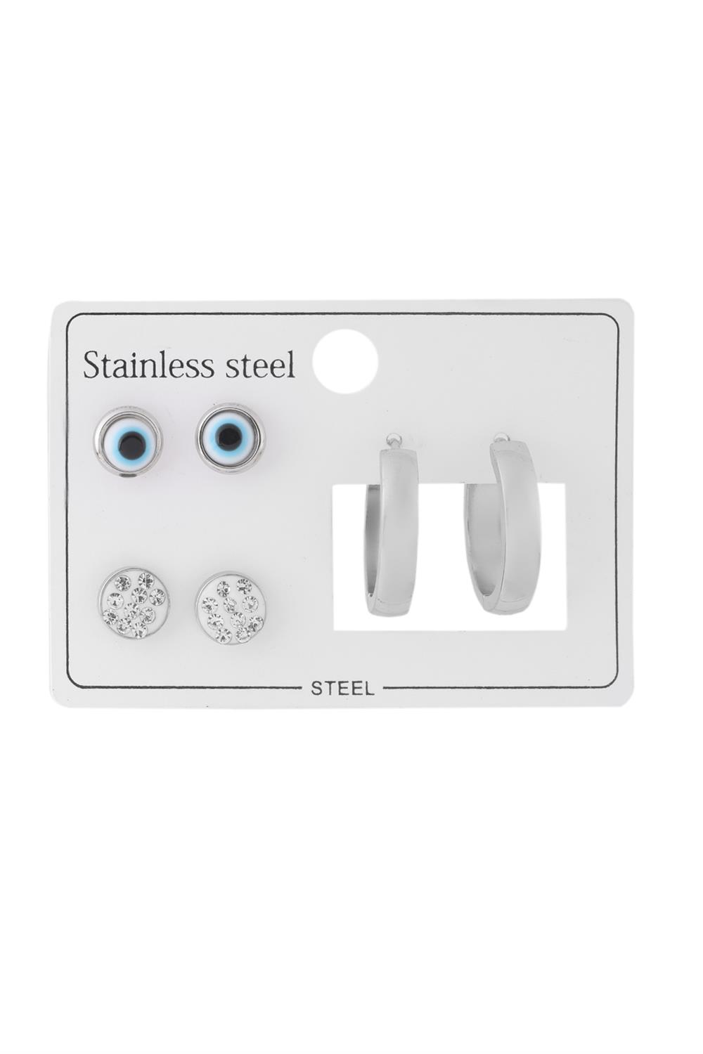 Çelik Set Küpe Silver