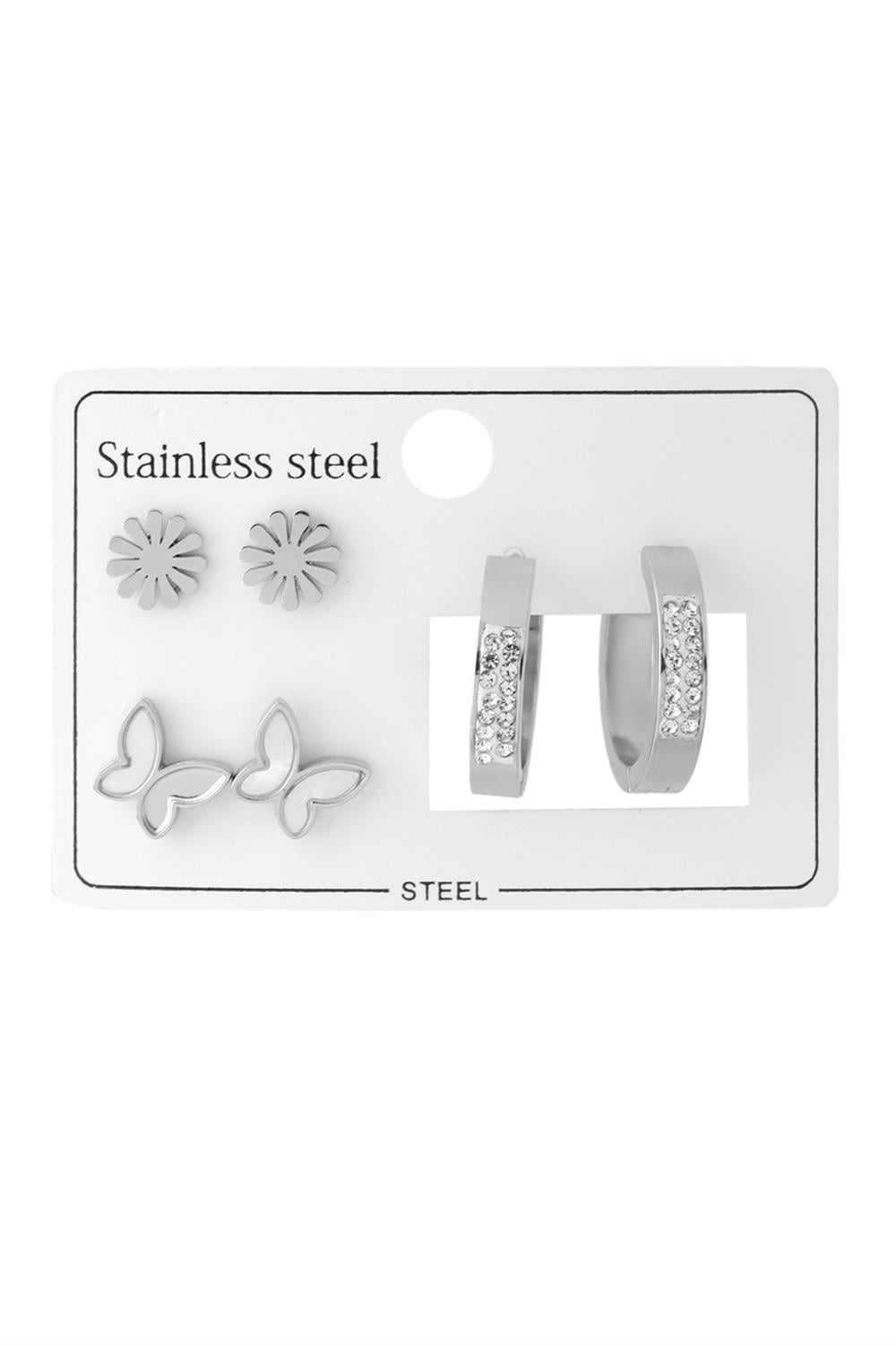 Çelik Set Küpe Silver