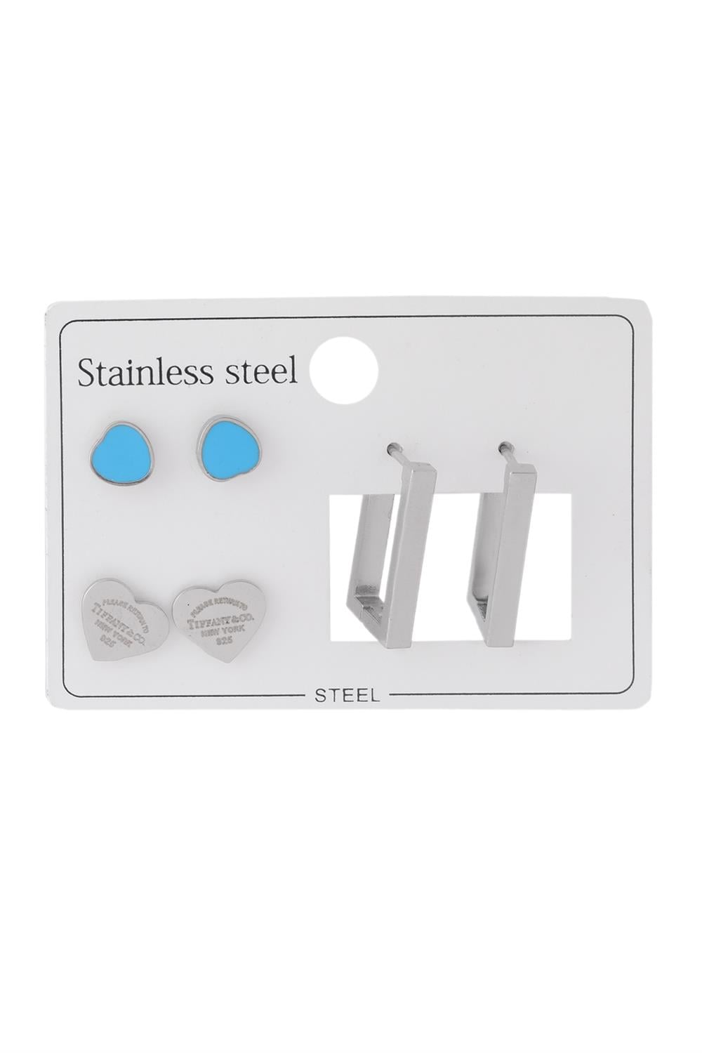 Çelik Set Küpe Silver