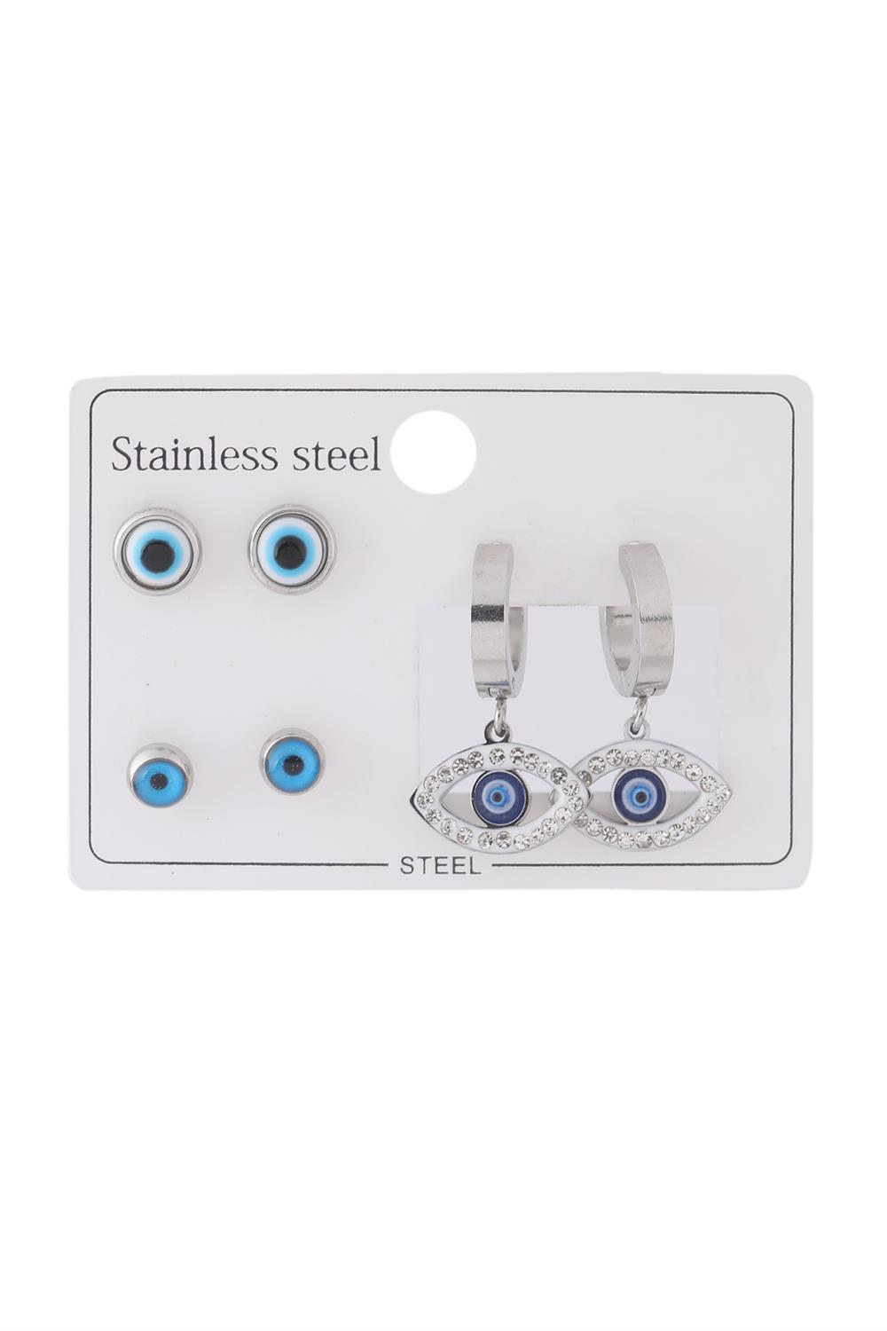 Çelik Set Küpe Silver