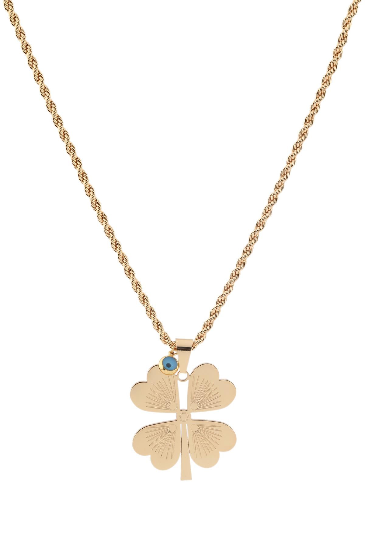 Çelik Yonca Kolye GOLD 60cm