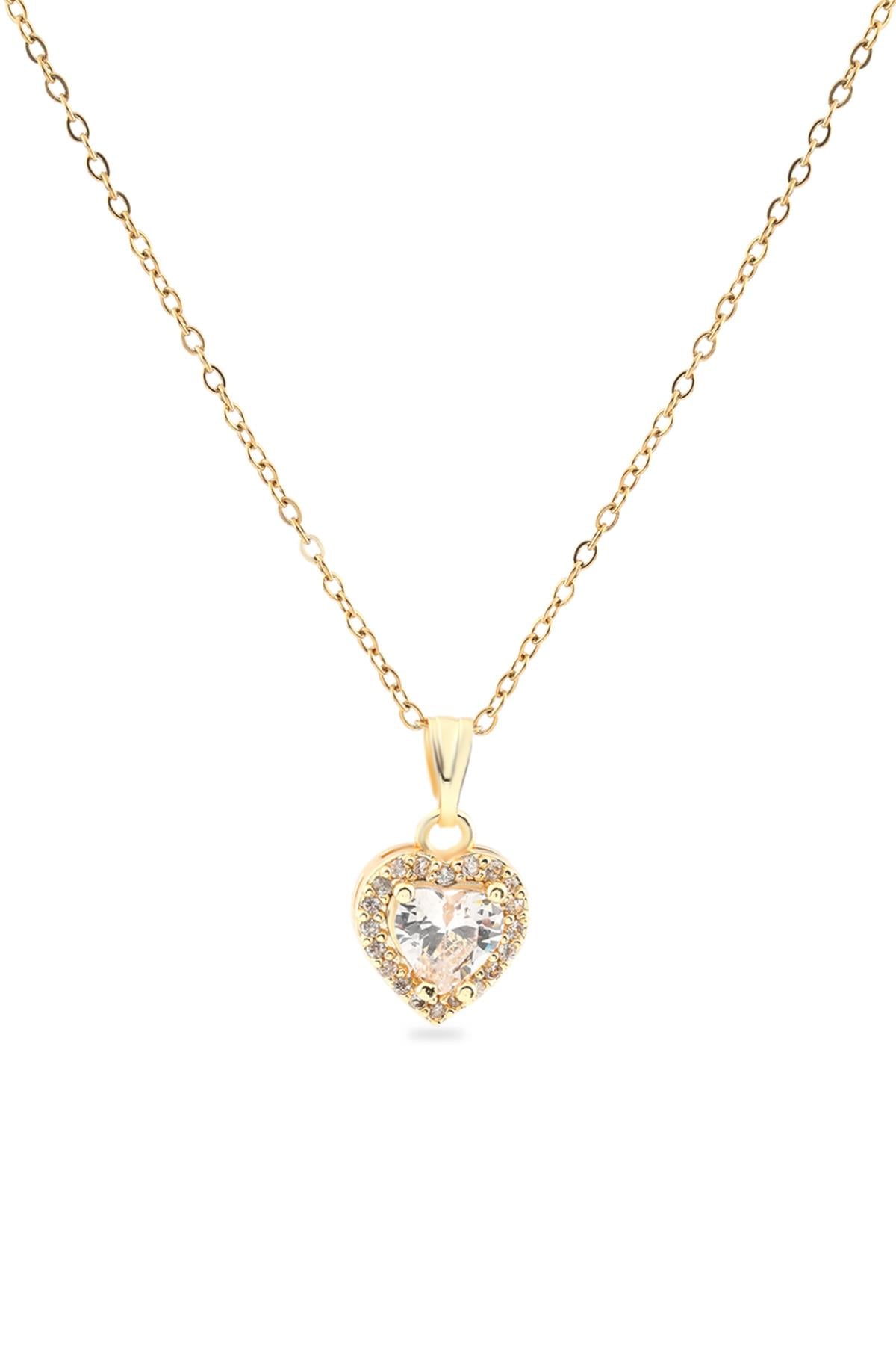 Çelik Kalp Kolye GOLD 45 cm
